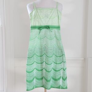 IPSA Anthropologie Green & White Wave Ombré A-Line Dress Size 2